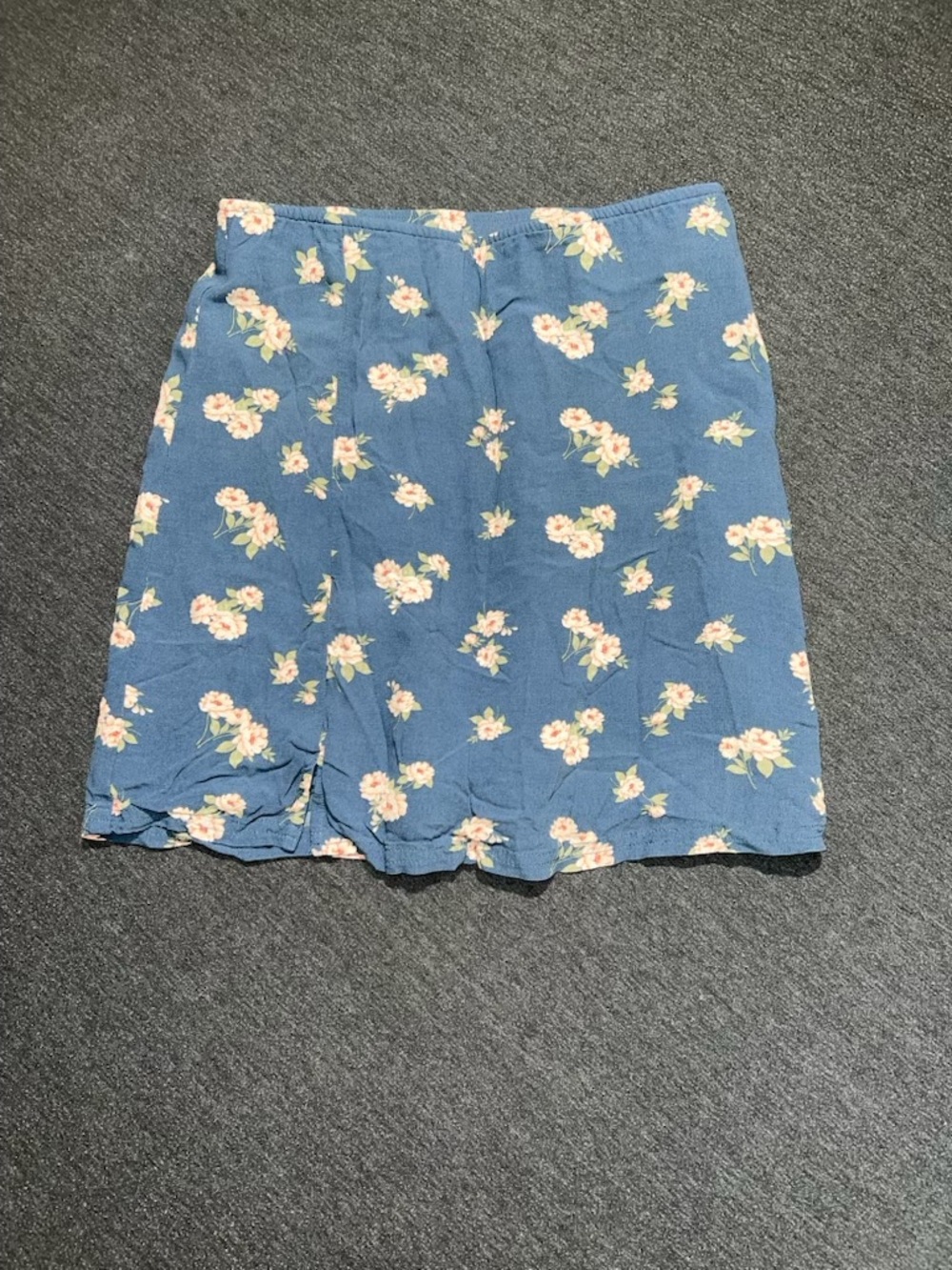 American Eagle Outfitters Blue Floral Mini Skirt Womens XS Viscose Side Zip Slit